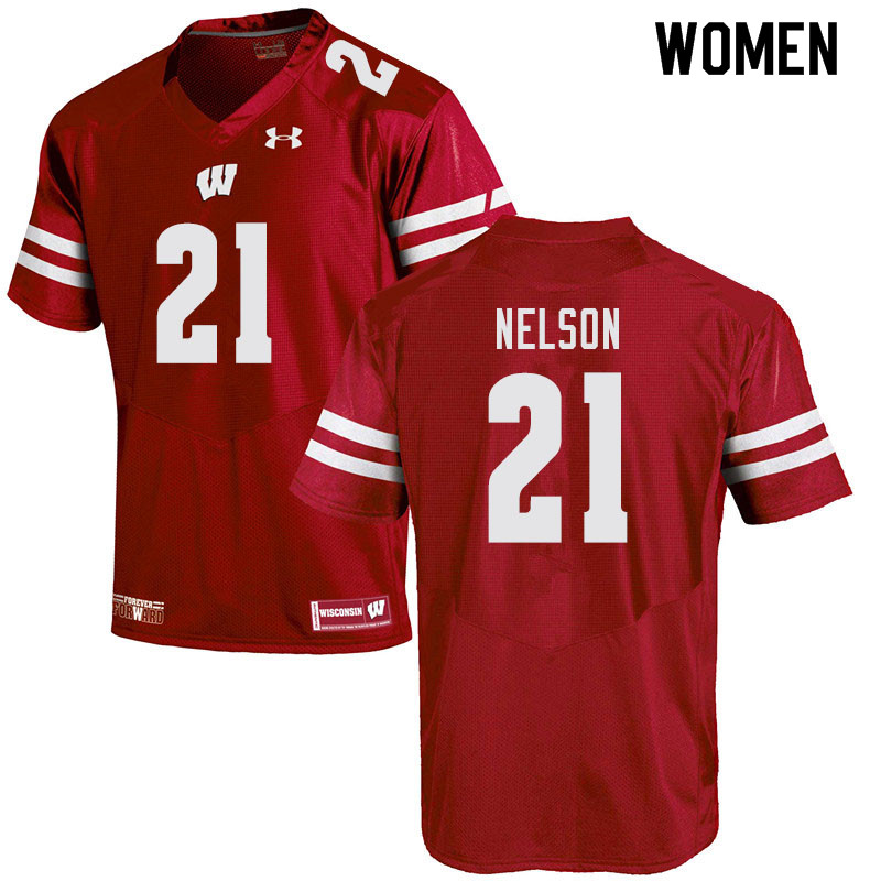 Women #21 Cooper Nelson Wisconsin Badgers College Football Jerseys Sale-Red